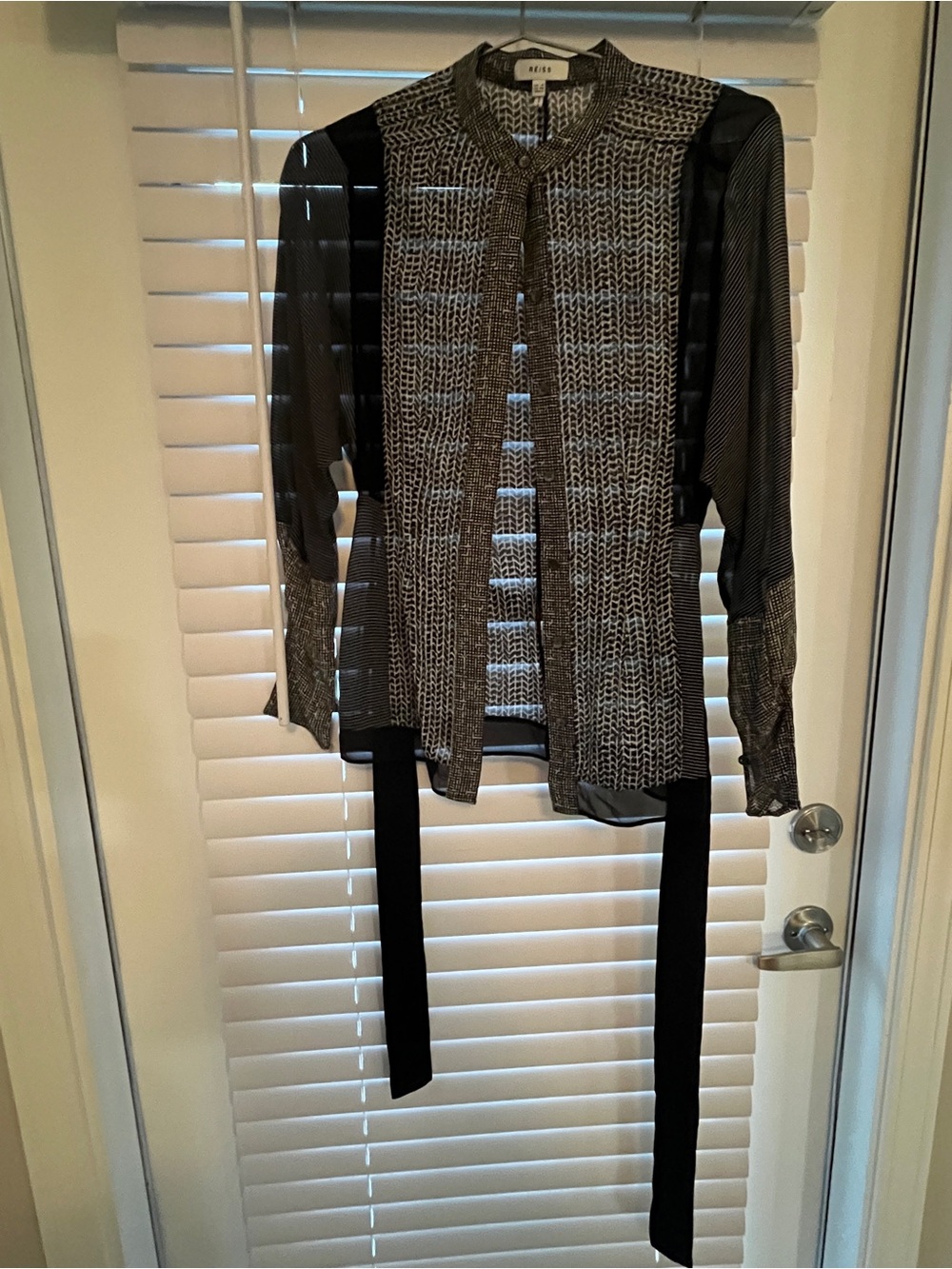 Reiss Black & White Patterned Lightweight Blazer